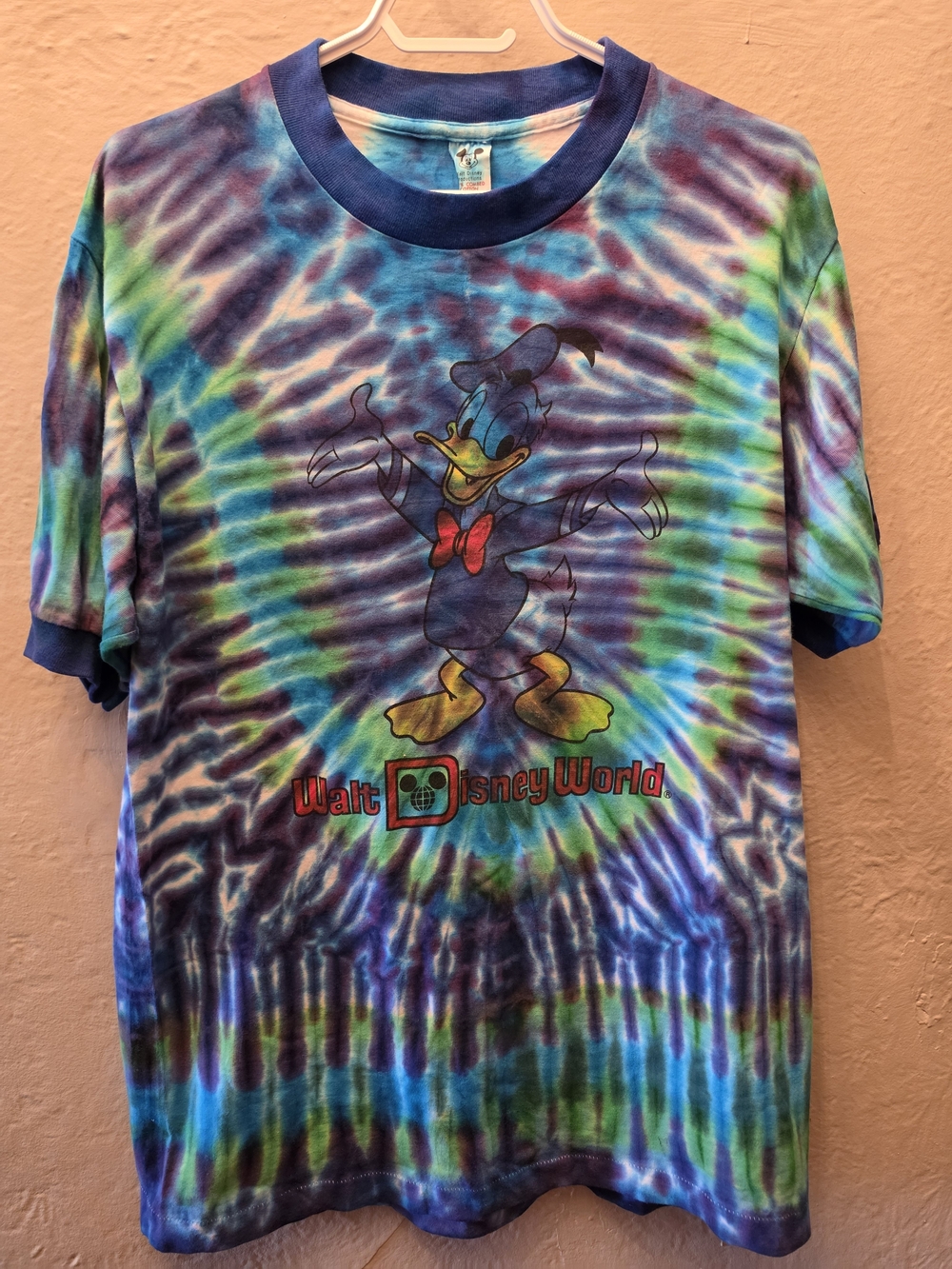 Vintage 80s Walt Disney World Donald Duck Tie Dye T Shirt XL Made USA